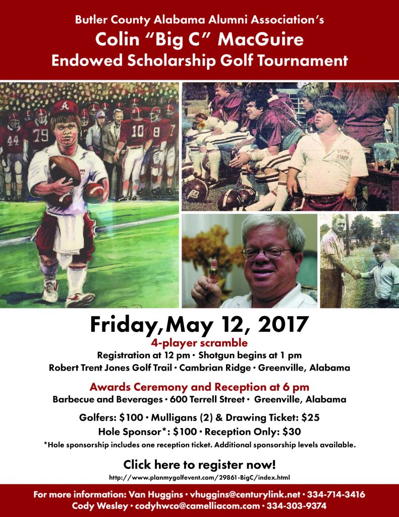 Flyer of the Colin "Big C. MacGuire endowed Scholarship Golf Tournament