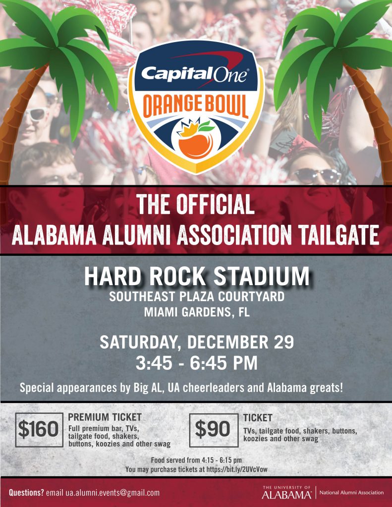 Alumni Tailgate print flyer - Hard Rock Stadium, Dec 29, 3:45 pm