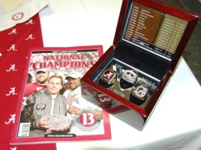 Alabama Magazine and box with Alabama rings.