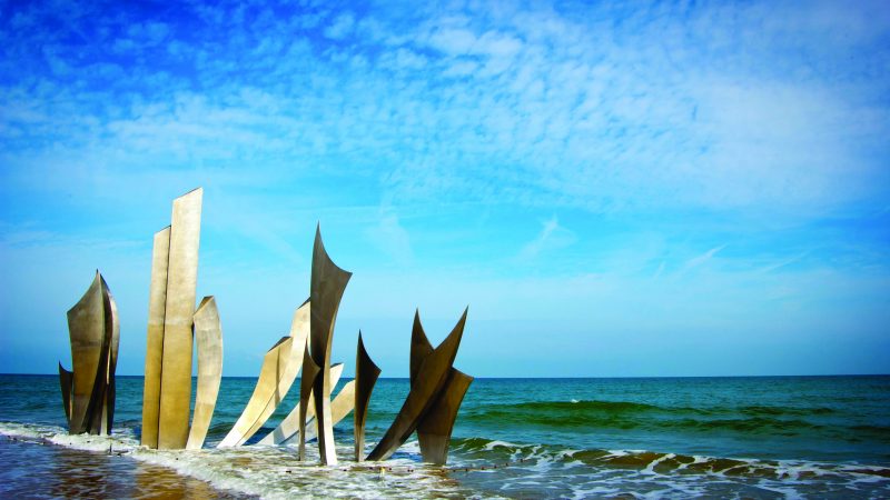 Anibre Bannon sculptures on Omaha Beach in Normandy France