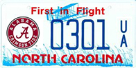 North Carolina Licence Plate with circle A on left