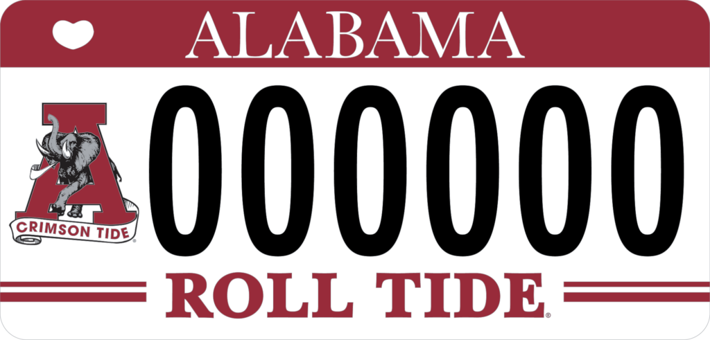 State of Alabama UA vehicle tag