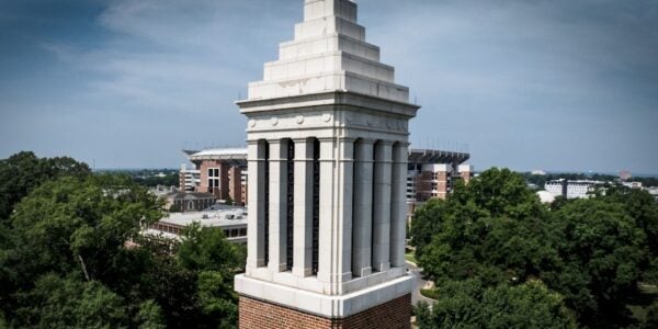 Denny Chimes and Bryant-Denny Stadium